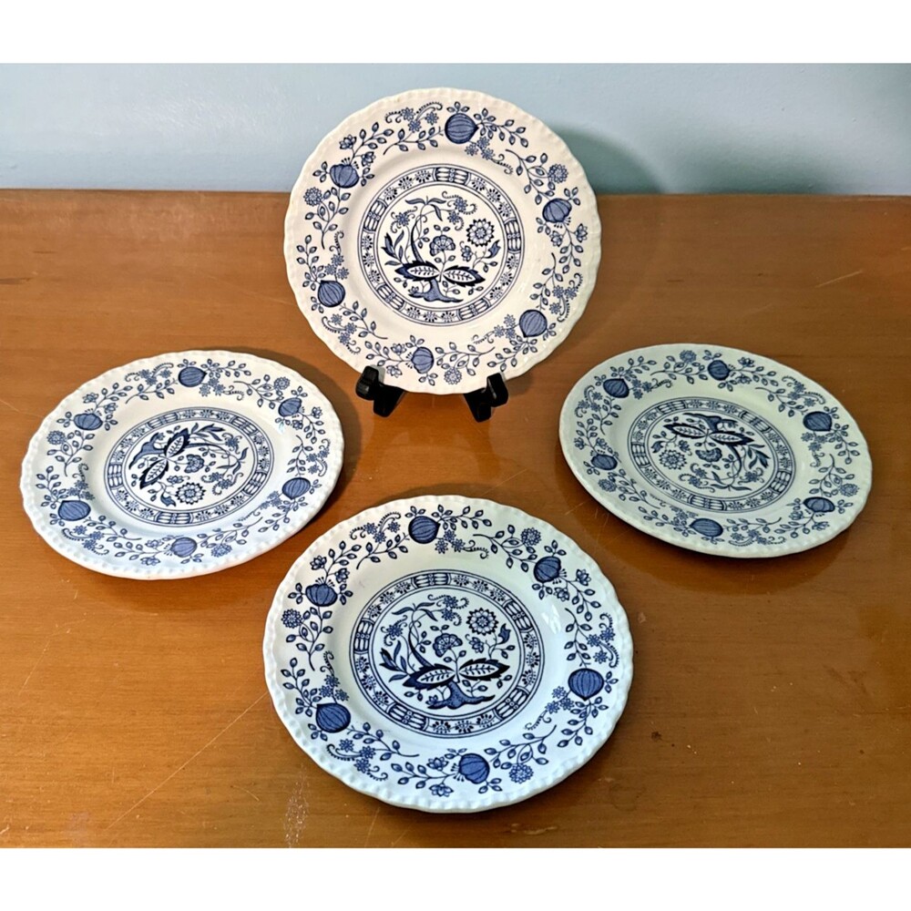 Set of 4 Enoch Wedgwood Blue Heritage 6 3/4" Bread & Butter Plates Vintage